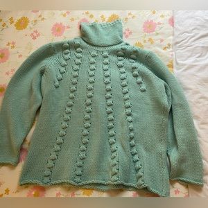 Talbots 1x wool blend turquoise turtleneck